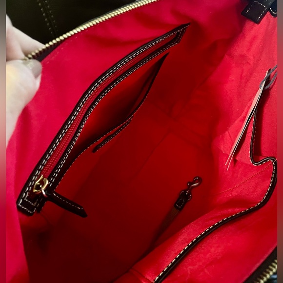 Dooney & Bourke  Denison Maxine Espresso Brown/Black Leather Tassel Tote Bag - Picture 9 of 12